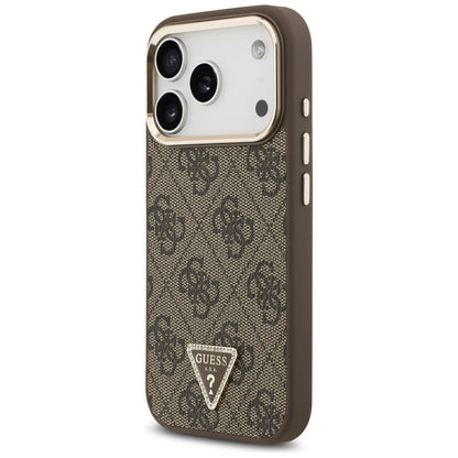 Husa MagSafe pentru Apple iPhone 18 Pro / 17 Pro, Guess, 4G Triangle Logo, Maro