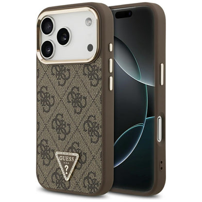 Husa MagSafe pentru Apple iPhone 18 Pro / 17 Pro, Guess, 4G Triangle Logo, Maro