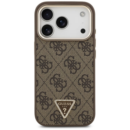Husa MagSafe pentru Apple iPhone 18 Pro / 17 Pro, Guess, 4G Triangle Logo, Maro