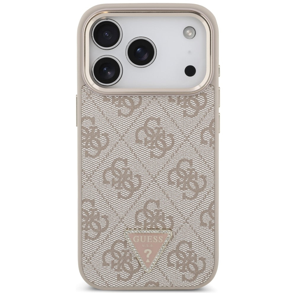 Husa MagSafe pentru Apple iPhone 18 Pro / 17 Pro, Guess, 4G Triangle Logo, Roz Aurie