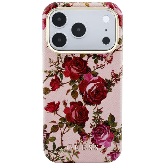 Husa MagSafe pentru Apple iPhone 18 Pro / 17 Pro, Guess, Blossom Roses Print, Roz