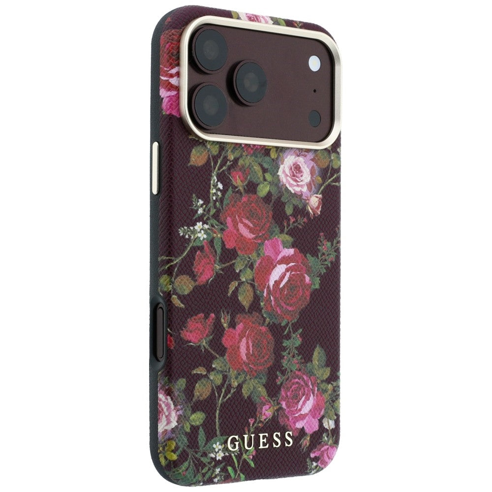 Husa MagSafe pentru Apple iPhone 18 Pro / 17 Pro, Guess, Blossom Roses Print, Visinie