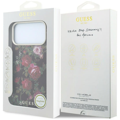 Husa MagSafe pentru Apple iPhone 18 Pro / 17 Pro, Guess, Blossom Roses Print, Visinie