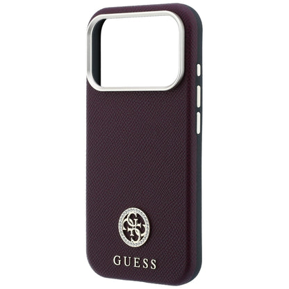Husa MagSafe pentru Apple iPhone 18 Pro / 17 Pro, Guess, Grained Round Strass Logo, Visinie