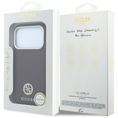 Husa MagSafe pentru Apple iPhone 18 Pro / 17 Pro, Guess, Grained Round Strass Logo, Visinie