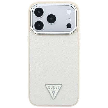 Husa MagSafe pentru Apple iPhone 18 Pro / 17 Pro, Guess, Grained Triangle Logo, Bej