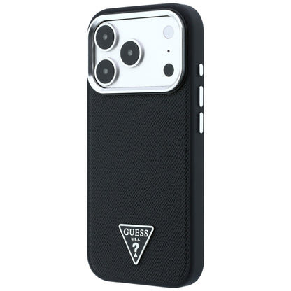Husa MagSafe pentru Apple iPhone 18 Pro / 17 Pro, Guess, Grained Triangle Logo, Neagra