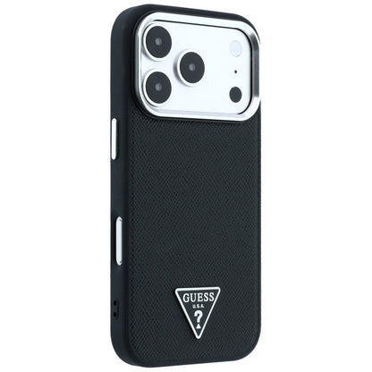 Husa MagSafe pentru Apple iPhone 18 Pro / 17 Pro, Guess, Grained Triangle Logo, Neagra