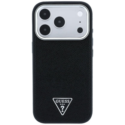 Husa MagSafe pentru Apple iPhone 18 Pro / 17 Pro, Guess, Grained Triangle Logo, Neagra