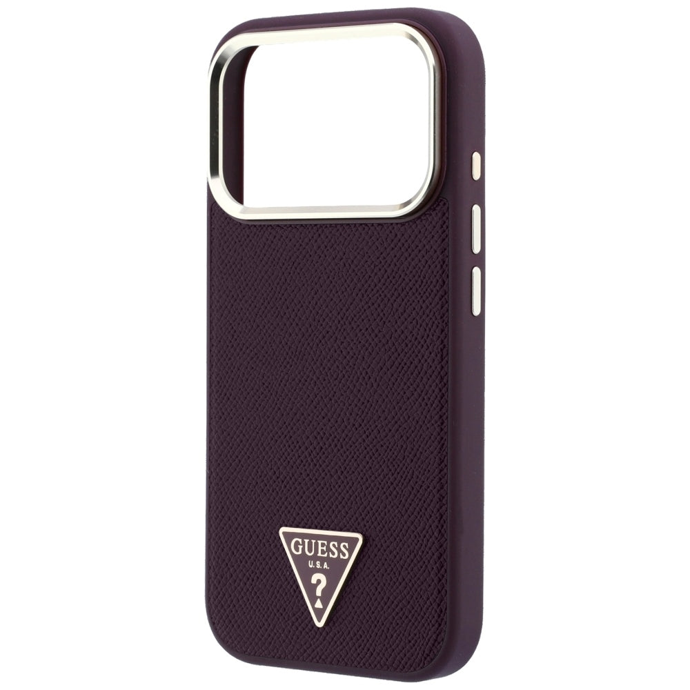 Husa MagSafe pentru Apple iPhone 18 Pro / 17 Pro, Guess, Grained Triangle Logo, Visinie