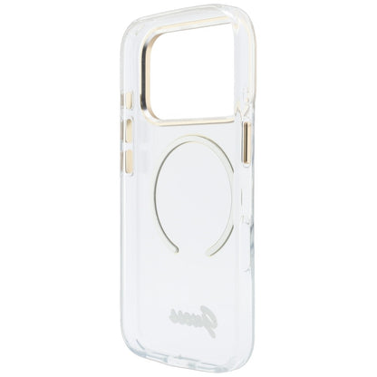 Husa MagSafe pentru Apple iPhone 18 Pro / 17 Pro, Guess, IML Script Metal, Transparenta