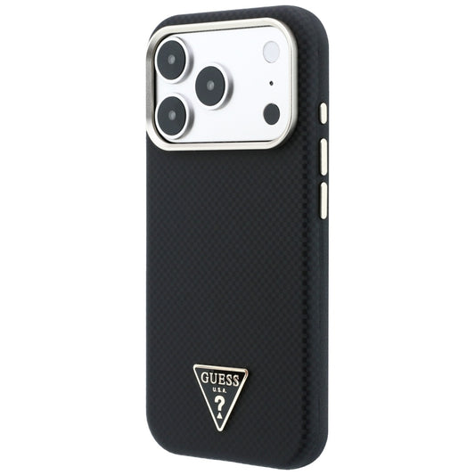 Husa MagSafe pentru Apple iPhone 18 Pro / 17 Pro, Guess, Kevlar Triangle Logo, Neagra