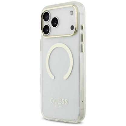 Husa MagSafe pentru Apple iPhone 18 Pro / 17 Pro, Guess, Metal Outline, Aurie