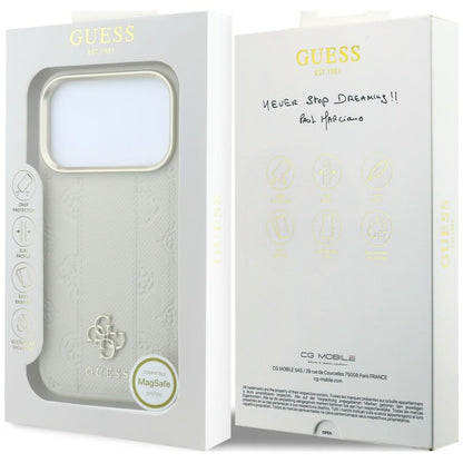 Husa MagSafe pentru Apple iPhone 18 Pro / 17 Pro, Guess, Peony 4G Small Logo, Bej