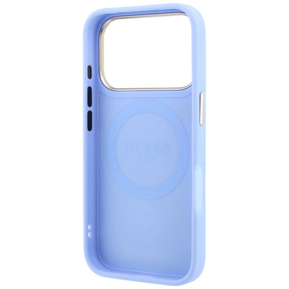 Husa MagSafe pentru Apple iPhone 18 Pro / 17 Pro, Guess, Peony 4G Small Logo, Bleu