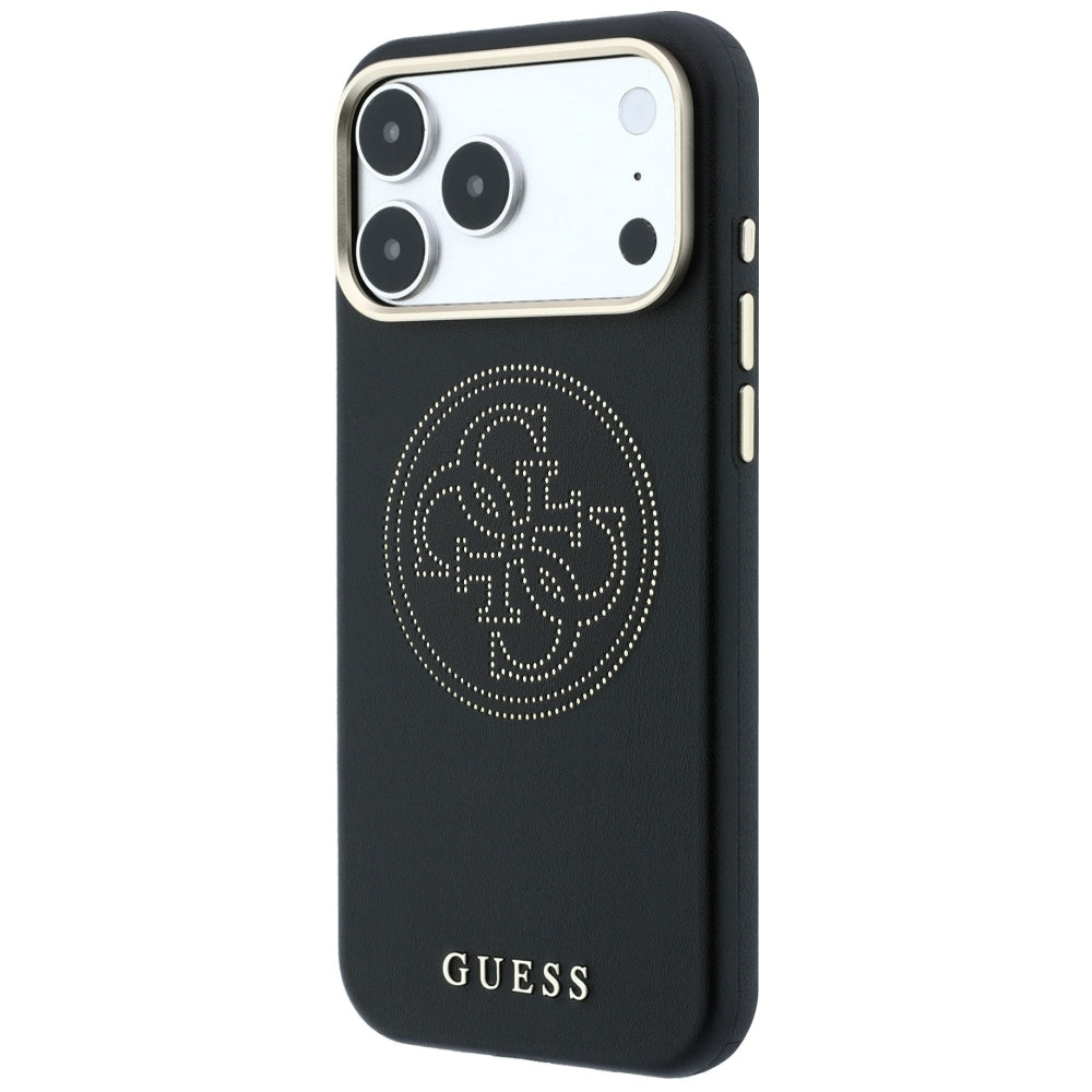 Husa MagSafe pentru Apple iPhone 18 Pro / 17 Pro, Guess, Perforated 4G, Neagra