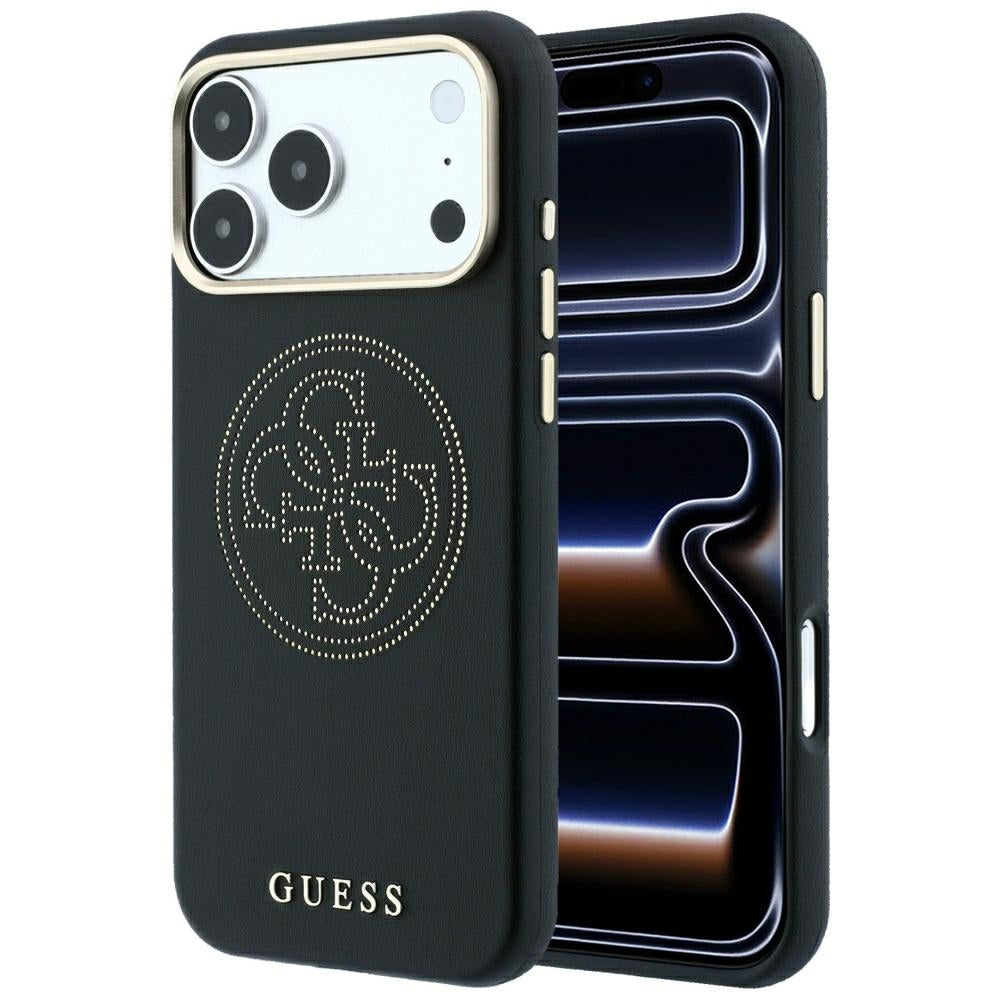 Husa MagSafe pentru Apple iPhone 18 Pro / 17 Pro, Guess, Perforated 4G, Neagra