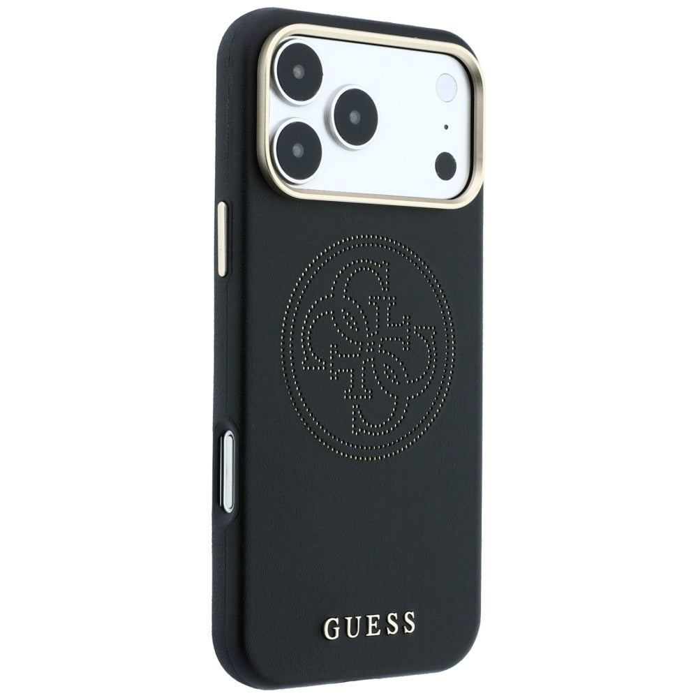 Husa MagSafe pentru Apple iPhone 18 Pro / 17 Pro, Guess, Perforated 4G, Neagra