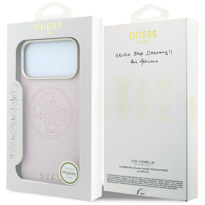 Husa MagSafe pentru Apple iPhone 18 Pro / 17 Pro, Guess, Perforated 4G, Roz
