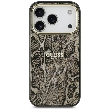 Husa MagSafe pentru Apple iPhone 18 Pro / 17 Pro, Guess, Python Pattern, Maro