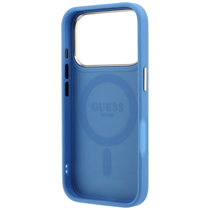 Husa MagSafe pentru Apple iPhone 18 Pro / 17 Pro, Guess, Ring Stand 360 4G Classic Logo, Albastra