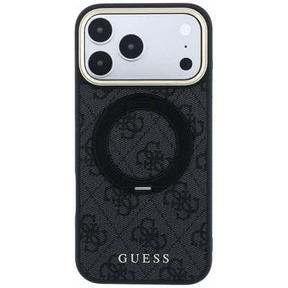 Husa MagSafe pentru Apple iPhone 18 Pro / 17 Pro, Guess, Ring Stand Classic Logo, Neagra