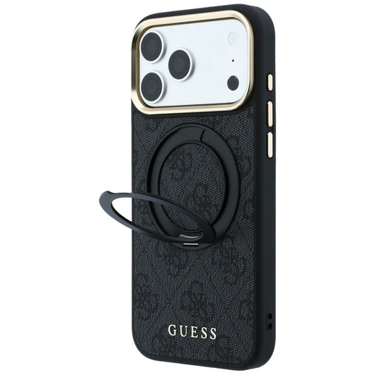 Husa MagSafe pentru Apple iPhone 18 Pro / 17 Pro, Guess, Ring Stand Classic Logo, Neagra