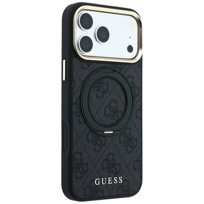 Husa MagSafe pentru Apple iPhone 18 Pro / 17 Pro, Guess, Ring Stand Classic Logo, Neagra