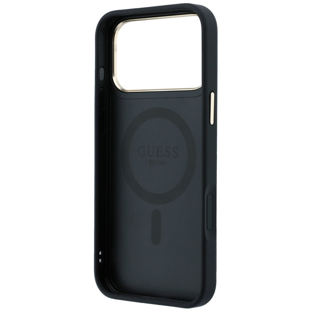 Husa MagSafe pentru Apple iPhone 18 Pro / 17 Pro, Guess, Ring Stand Classic Logo, Neagra