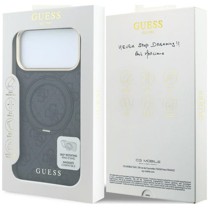 Husa MagSafe pentru Apple iPhone 18 Pro / 17 Pro, Guess, Ring Stand Classic Logo, Neagra