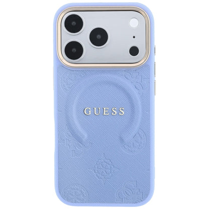 Husa MagSafe pentru Apple iPhone 18 Pro / 17 Pro, Guess, Saffiano Peony Ring, Bleu