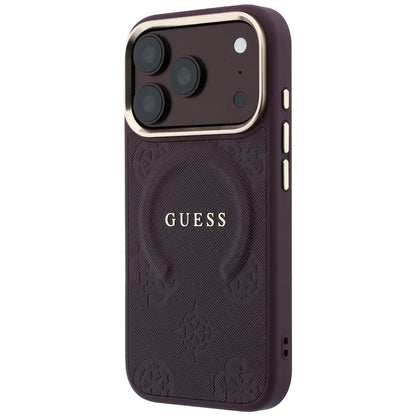 Husa MagSafe pentru Apple iPhone 18 Pro / 17 Pro, Guess, Saffiano Peony Ring, Visinie