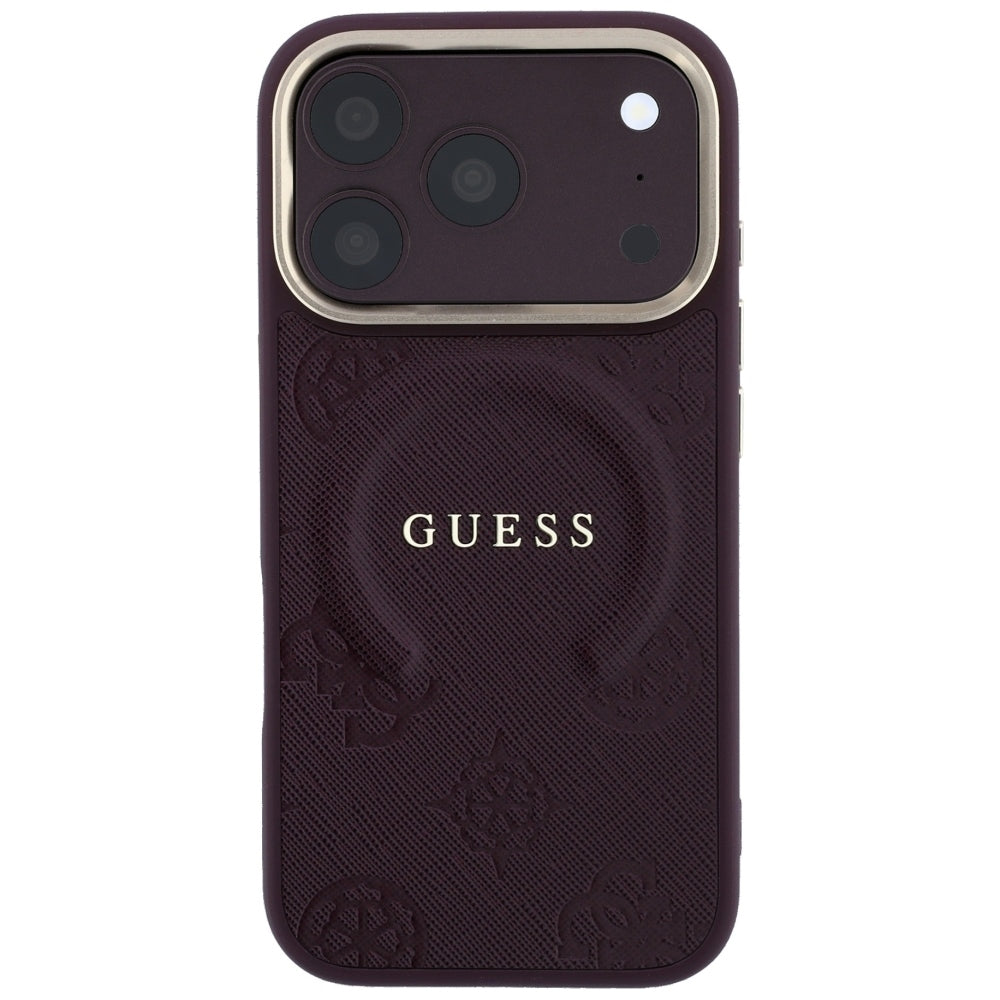 Husa MagSafe pentru Apple iPhone 18 Pro / 17 Pro, Guess, Saffiano Peony Ring, Visinie