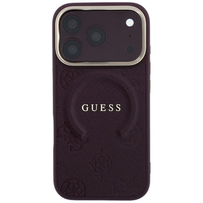 Husa MagSafe pentru Apple iPhone 18 Pro / 17 Pro, Guess, Saffiano Peony Ring, Visinie