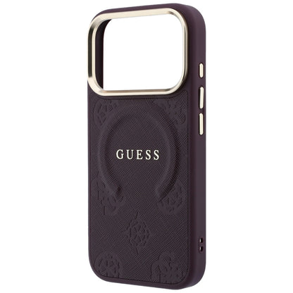 Husa MagSafe pentru Apple iPhone 18 Pro / 17 Pro, Guess, Saffiano Peony Ring, Visinie