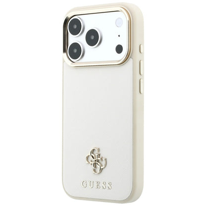 Husa MagSafe pentru Apple iPhone 18 Pro / 17 Pro, Guess, Saffiano Small 4G Classic, Bej