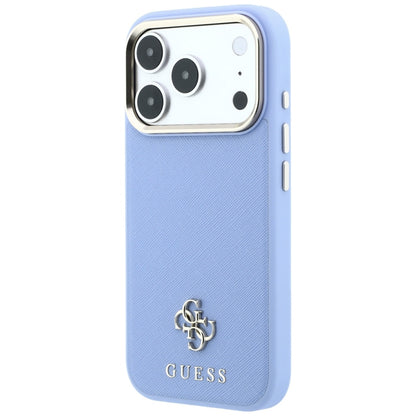 Husa MagSafe pentru Apple iPhone 18 Pro / 17 Pro, Guess, Saffiano Small 4G Classic, Bleu
