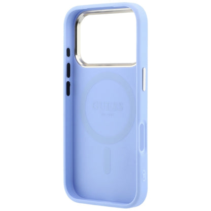 Husa MagSafe pentru Apple iPhone 18 Pro / 17 Pro, Guess, Saffiano Small 4G Classic, Bleu