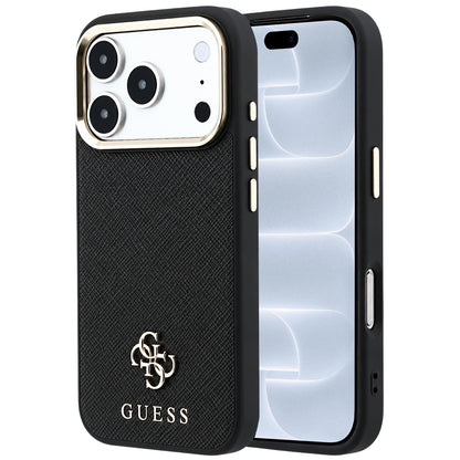 Husa MagSafe pentru Apple iPhone 18 Pro / 17 Pro, Guess, Saffiano Small 4G Classic, Neagra