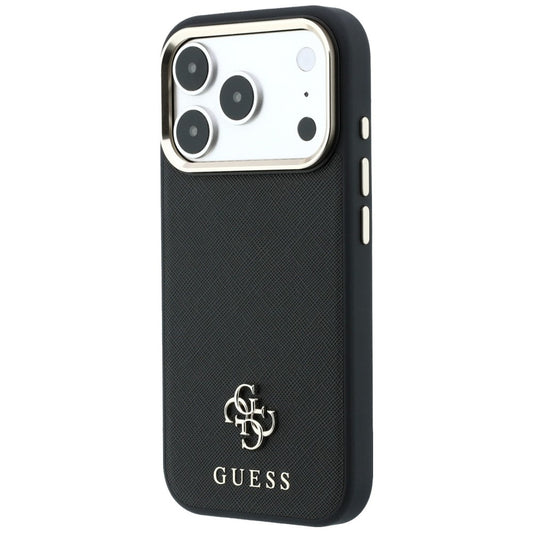 Husa MagSafe pentru Apple iPhone 18 Pro / 17 Pro, Guess, Saffiano Small 4G Classic, Neagra