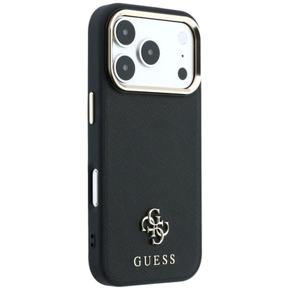 Husa MagSafe pentru Apple iPhone 18 Pro / 17 Pro, Guess, Saffiano Small 4G Classic, Neagra