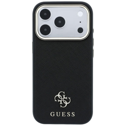 Husa MagSafe pentru Apple iPhone 18 Pro / 17 Pro, Guess, Saffiano Small 4G Classic, Neagra