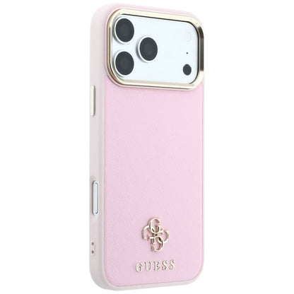 Husa MagSafe pentru Apple iPhone 18 Pro / 17 Pro, Guess, Saffiano Small 4G Classic, Roz