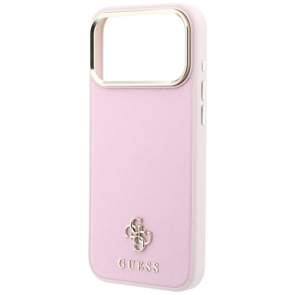 Husa MagSafe pentru Apple iPhone 18 Pro / 17 Pro, Guess, Saffiano Small 4G Classic, Roz