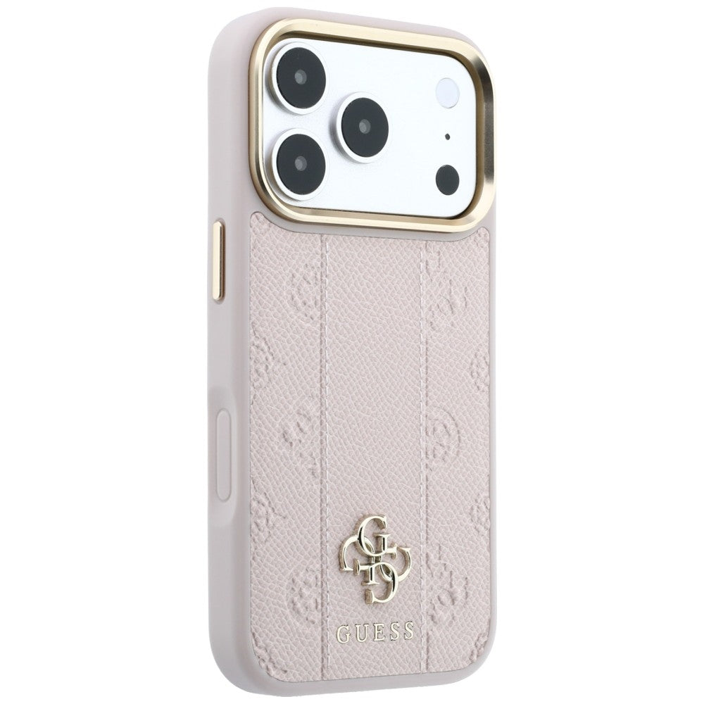 Husa MagSafe pentru Apple iPhone 18 Pro / 17 Pro, Guess, Stripe Peony 4G, Roz
