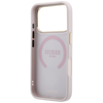 Husa MagSafe pentru Apple iPhone 18 Pro / 17 Pro, Guess, Stripe Peony 4G, Roz