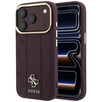 Husa MagSafe pentru Apple iPhone 18 Pro / 17 Pro, Guess, Stripe Peony 4G, Visinie