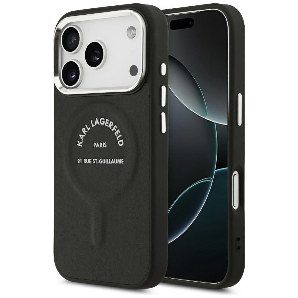 Husa MagSafe pentru Apple iPhone 18 Pro / 17 Pro, Karl Lagerfeld, EMB. Ring with Karl RSG Logo, Neagra