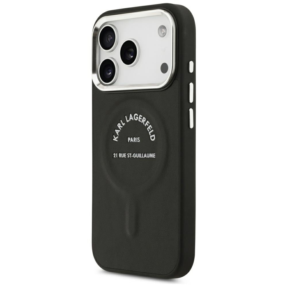 Husa MagSafe pentru Apple iPhone 18 Pro / 17 Pro, Karl Lagerfeld, EMB. Ring with Karl RSG Logo, Neagra