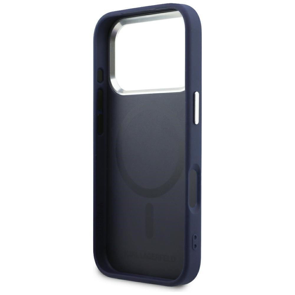 Husa MagSafe pentru Apple iPhone 18 Pro / 17 Pro, Karl Lagerfeld, Embossed Open Ring RSG Logo, Albastra